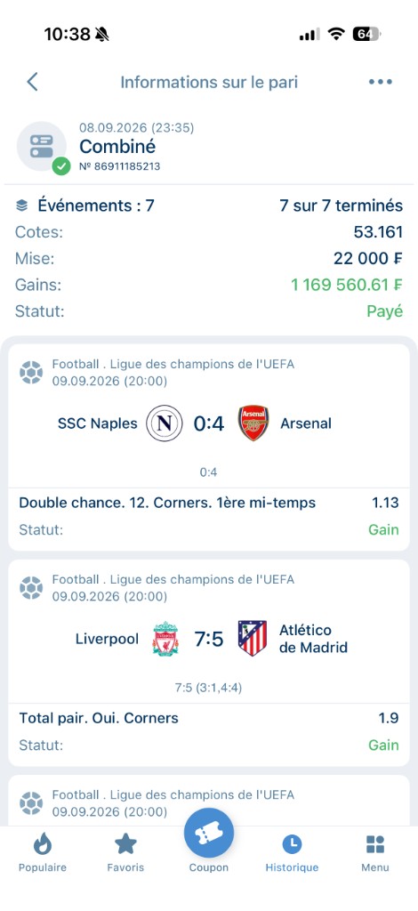 Coupons gagnés — 1 169 560 F