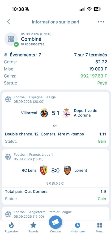 Coupons gagnés — 992 197 F